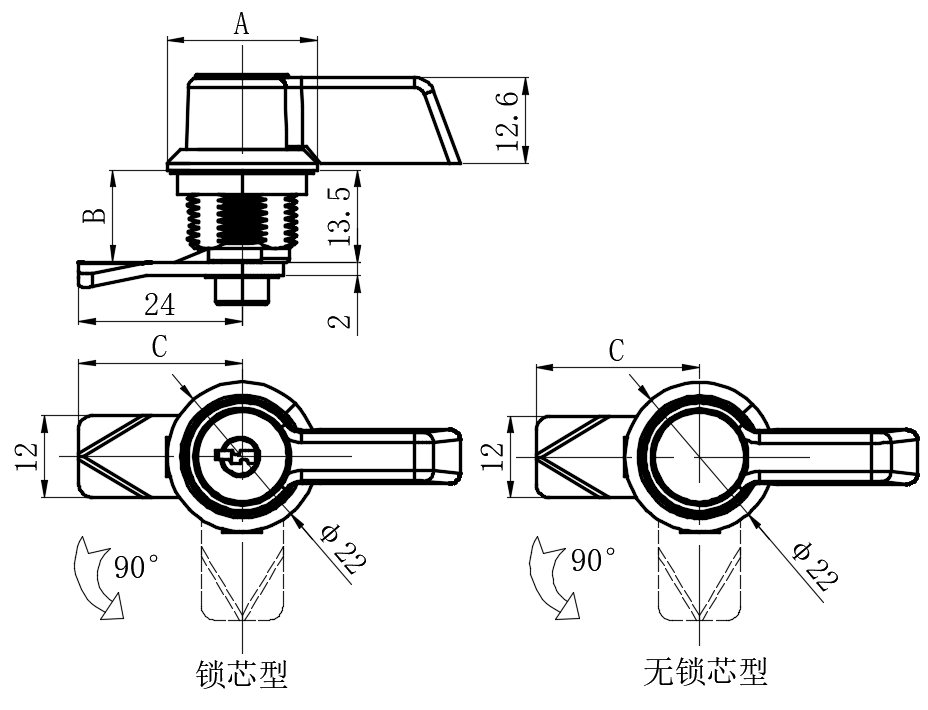 直角转舌锁09型