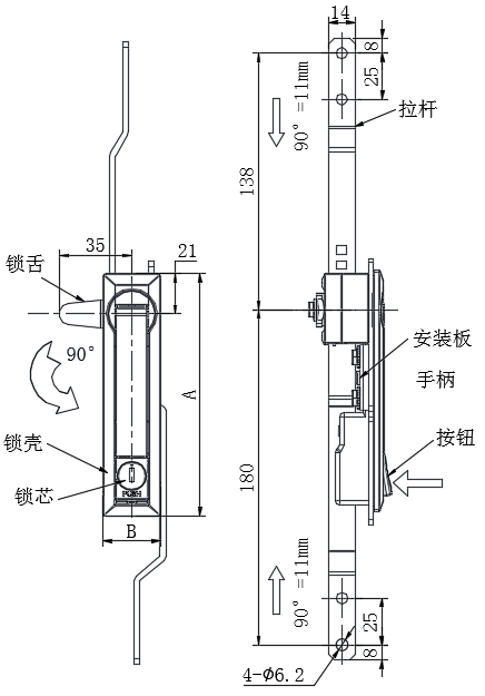 连杆式摇把锁10型...