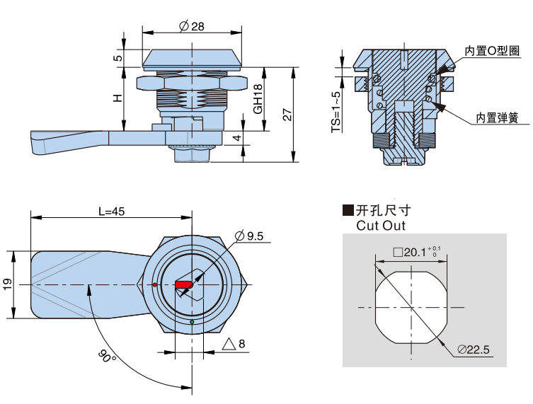 工具锁芯转舌锁12型...