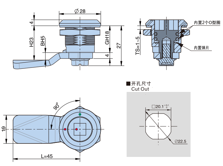 工具锁芯转舌锁13型...