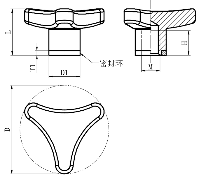 三角箭形螺母旋钮...