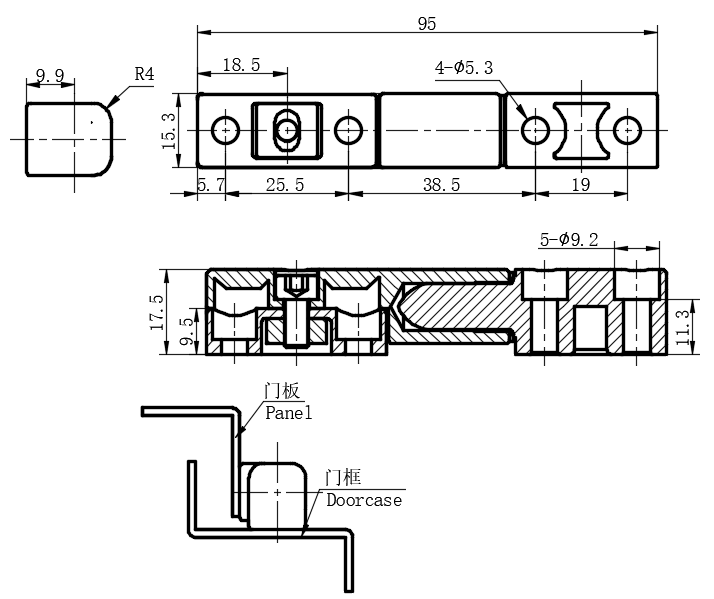 侧面可摘卸式外露铰链14型...