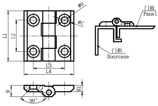 平面安装外露式铰链58型...