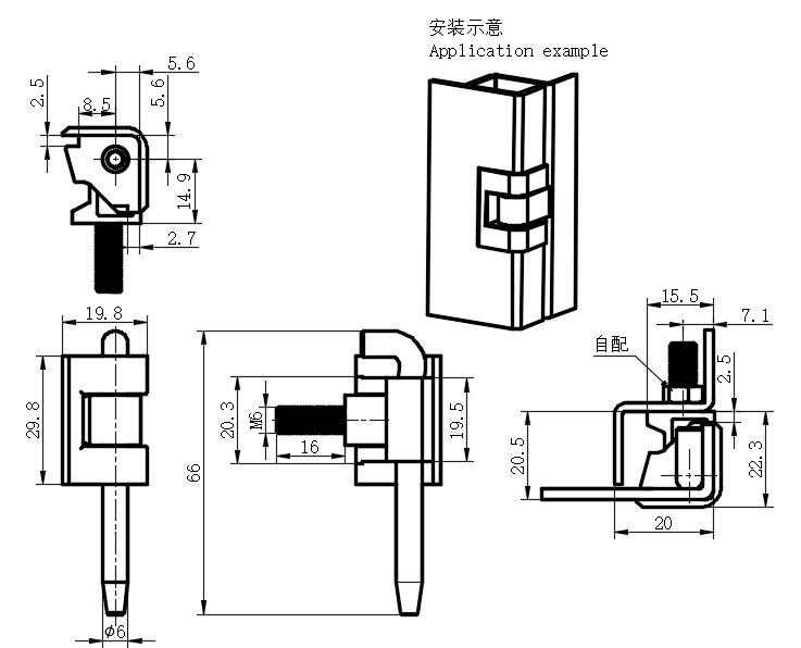 侧边安装外露式铰链26型...