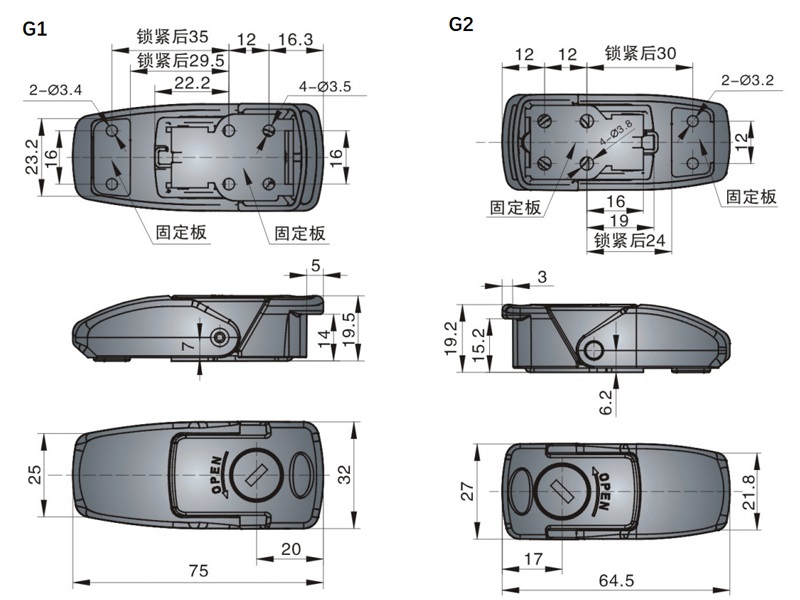 锌合金拉动式门锁01型...