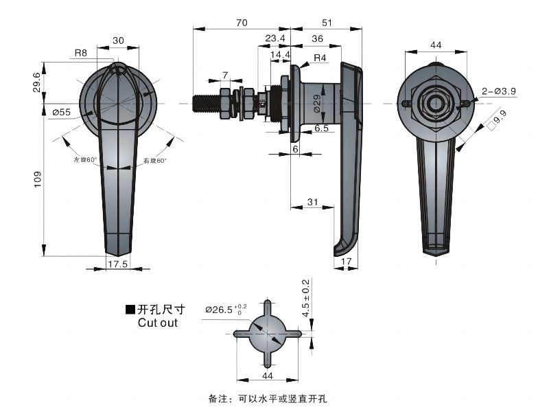 锌合金L型把手锁01型...