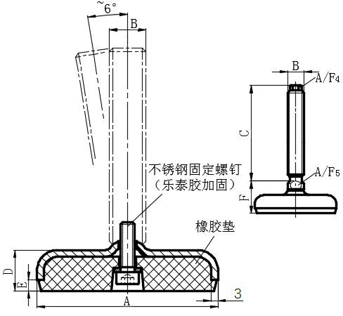 不锈钢带橡胶垫水平调整脚04型...