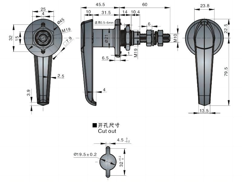 锌合金L型把手锁02型...