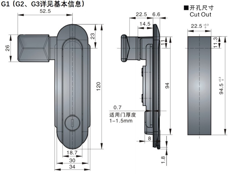 锌合金摇把锁03型...