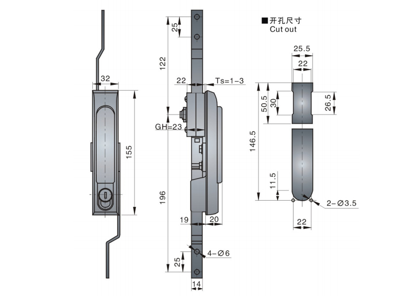 锌合金摇把锁05型...