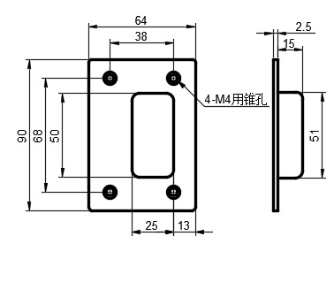 不锈钢嵌入式拉手锥孔型...