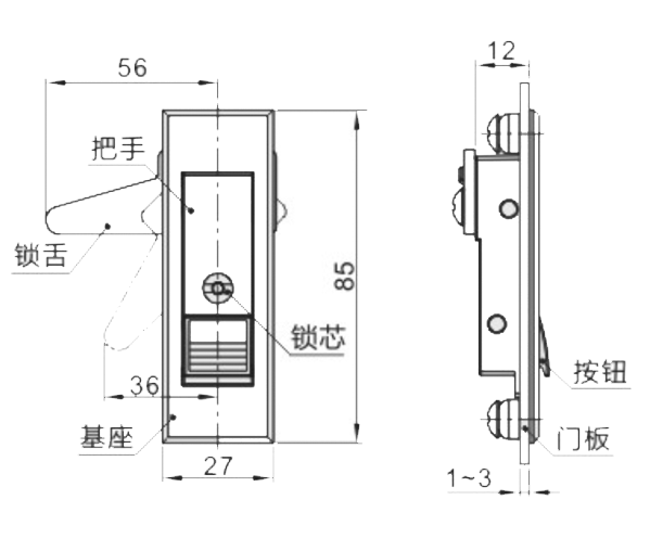 带按钮型摇把锁03型...