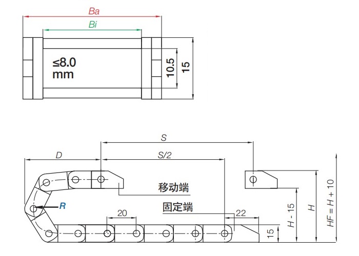 E2微型拖链06系列(横杆不可打开,单链节)...