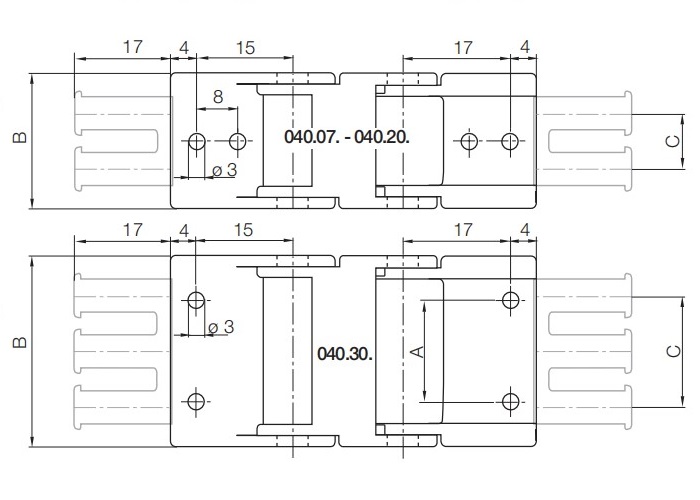 E2微型拖链04系列(工程塑料接头-带梳妆板)...