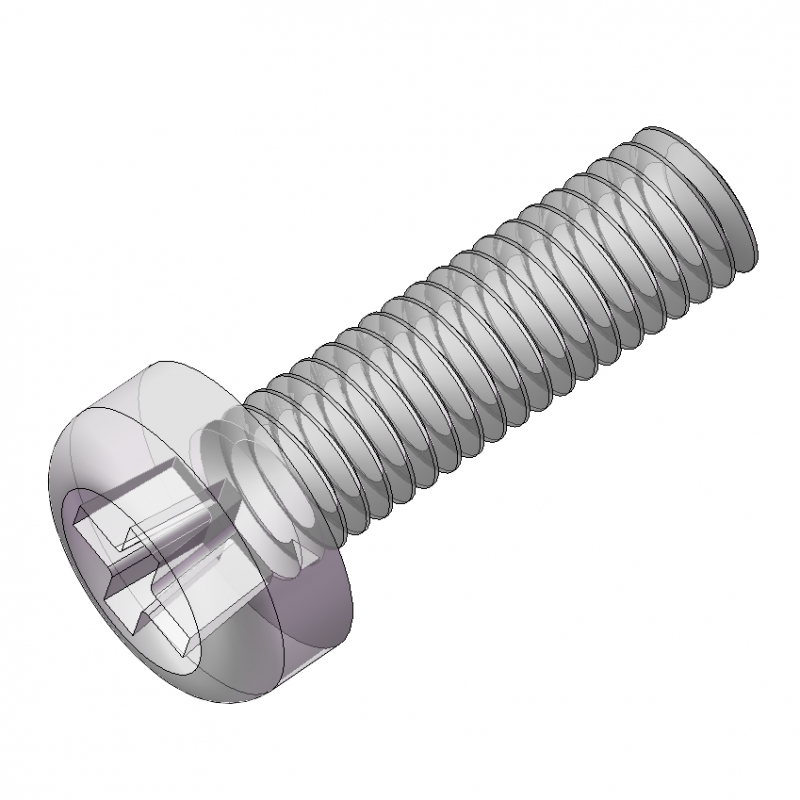 公制十字槽盘头机械螺钉透明